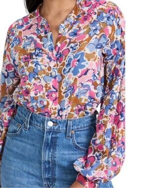 Banjanan Tuckernuck Ella Flora Floral Button-boho Front summer Blouse Shirt xs